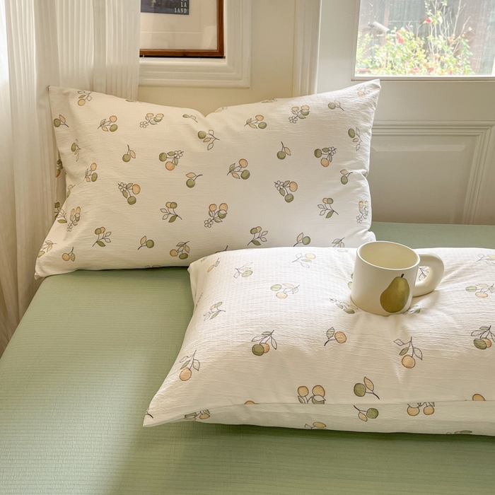 91家纺网 家纺一手货源 找家纺 海岛哥哥 2025新款高克重木棉提花双层纱四件套-风格二 果实