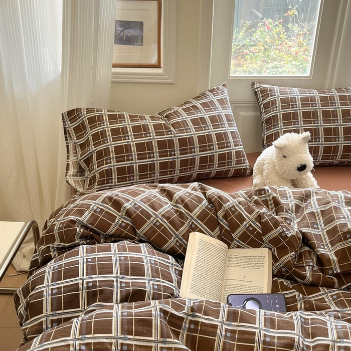 91家纺网 家纺一手货源 找家纺 海岛哥哥 2025新款高克重木棉提花双层纱四件套-风格二 和熙