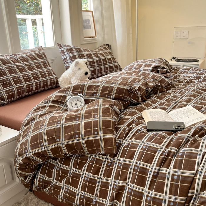 91家纺网 家纺一手货源 找家纺 海岛哥哥 2025新款高克重木棉提花双层纱四件套-风格二 和熙