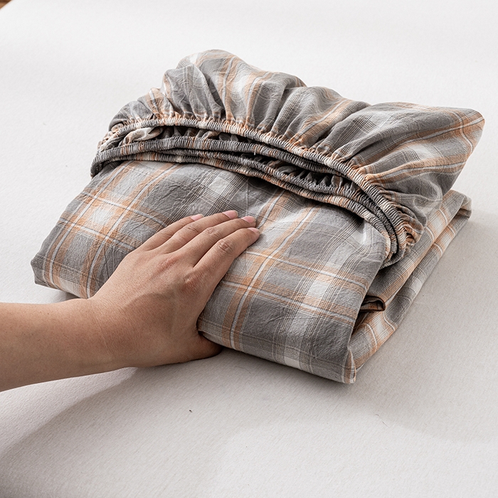 91家纺网 家纺一手货源 找家纺 （总）吉象家纺 2025新款全棉色织水洗棉床笠三件套