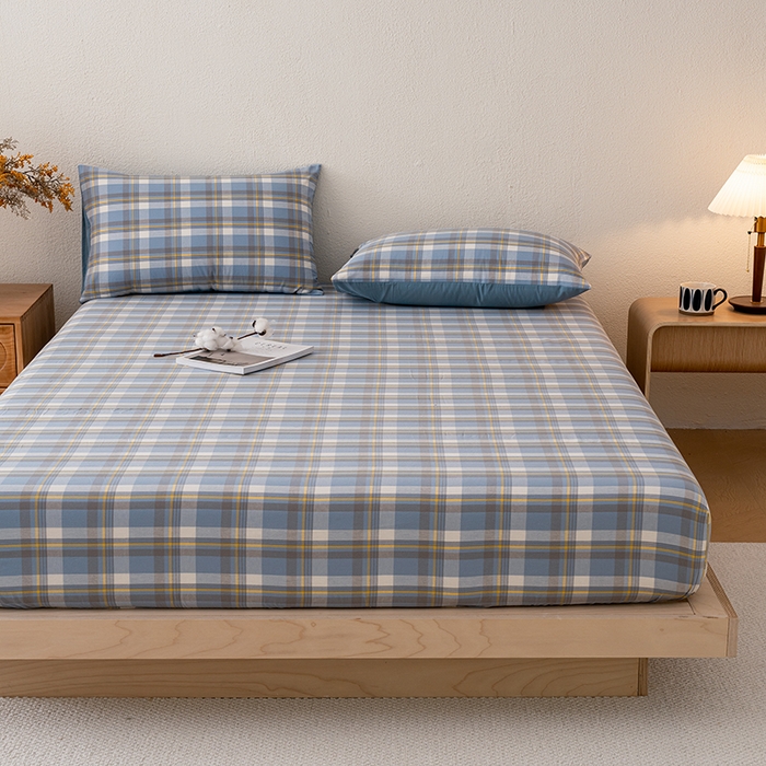 91家纺网 家纺一手货源 找家纺 吉象家纺 2025新款全棉色织水洗棉床笠三件套 初春