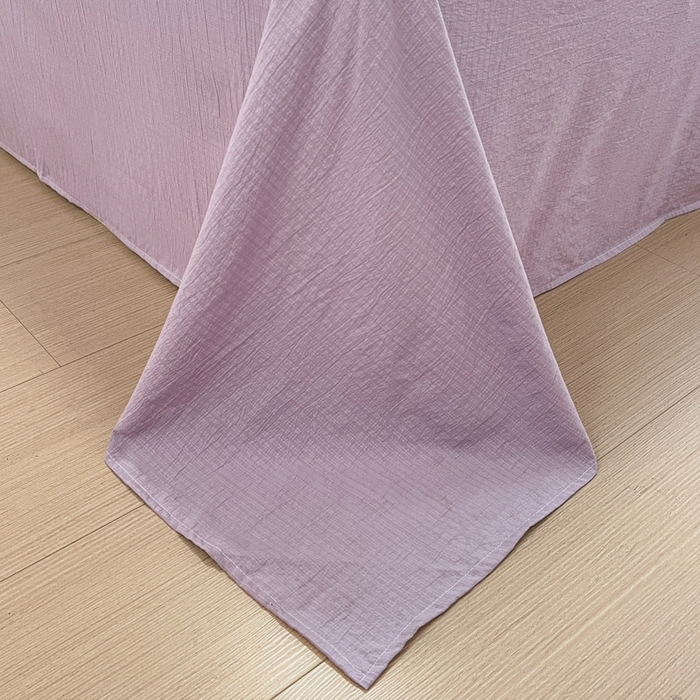 91家纺网 家纺一手货源 找家纺 海岛哥哥 2025新款高克重木棉提花双层纱四件套-风格二 花开半夏紫