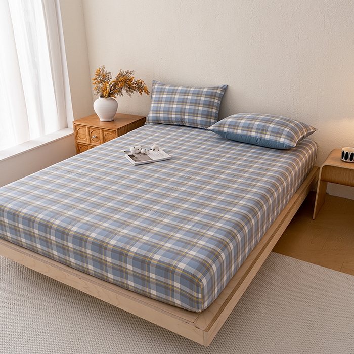 91家纺网 家纺一手货源 找家纺 吉象家纺 2025新款全棉色织水洗棉床笠三件套 初春