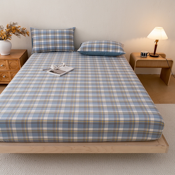 91家纺网 家纺一手货源 找家纺 吉象家纺 2025新款全棉色织水洗棉床笠三件套 初春