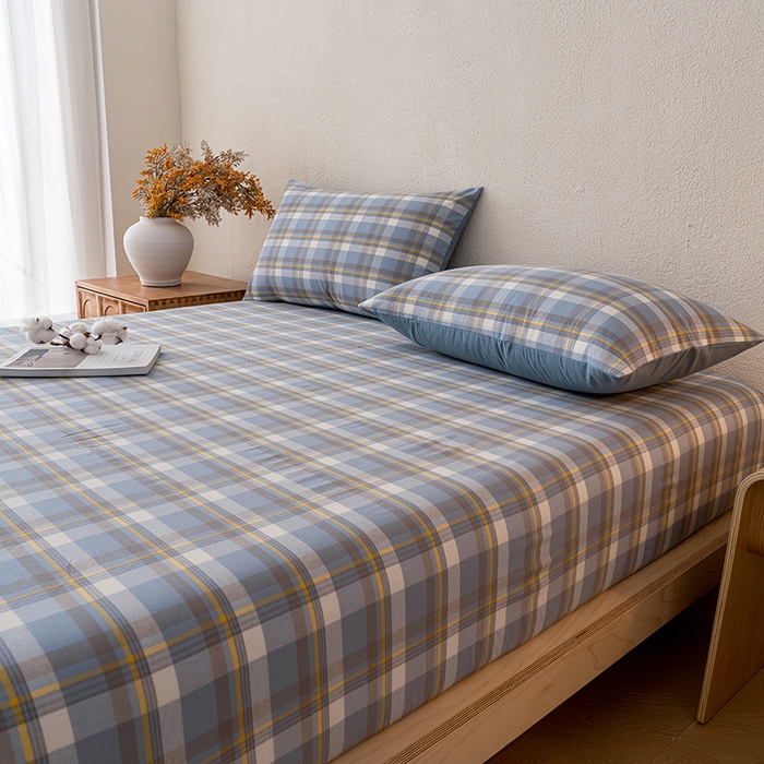 91家纺网 家纺一手货源 找家纺 吉象家纺 2025新款全棉色织水洗棉床笠三件套 初春