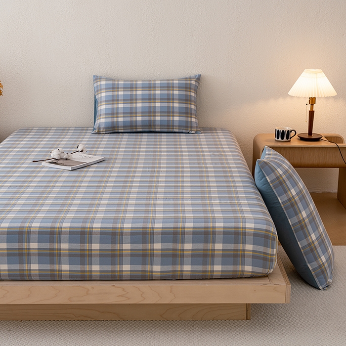 91家纺网 家纺一手货源 找家纺 吉象家纺 2025新款全棉色织水洗棉床笠三件套 初春