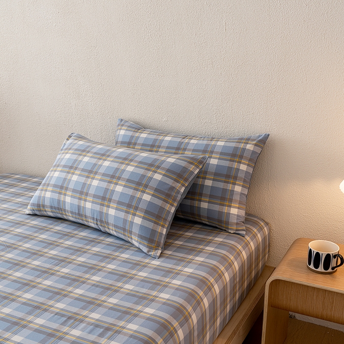 91家纺网 家纺一手货源 找家纺 吉象家纺 2025新款全棉色织水洗棉床笠三件套 初春