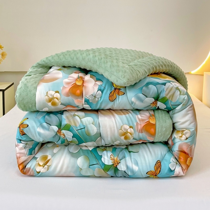 91家纺网 家纺一手货源 找家纺 云家 2025新款豆豆绒被子被芯夏凉被空调被四季被 繁花绮梦