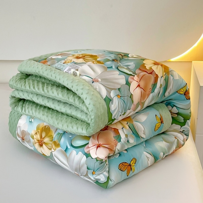 91家纺网 家纺一手货源 找家纺 云家 2025新款豆豆绒被子被芯夏凉被空调被四季被 繁花绮梦