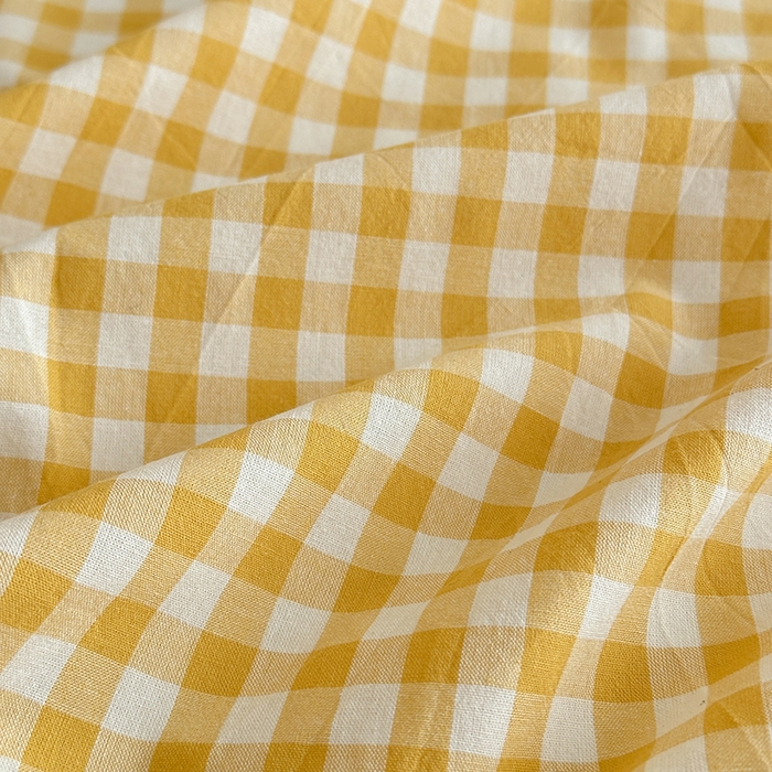 91家纺网 家纺一手货源 找家纺 吉象家纺 2025新款全棉色织水洗棉床单三件套 黄小格