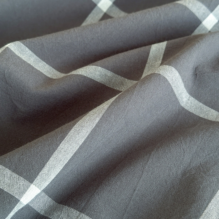 91家纺网 家纺一手货源 找家纺 吉象家纺 2025新款全棉色织水洗棉床单三件套 暗灰中格