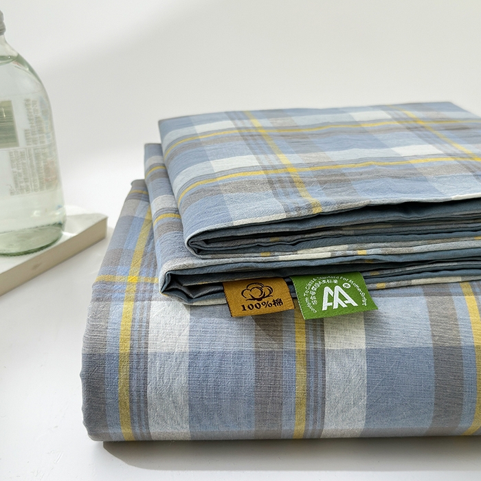 91家纺网 家纺一手货源 找家纺 吉象家纺 2025新款全棉色织水洗棉床单三件套 初春