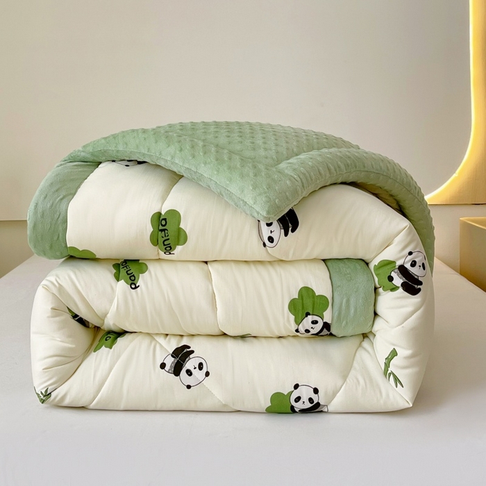 91家纺网 家纺一手货源 找家纺 云家 2025新款豆豆绒被子被芯夏凉被空调被四季被 熊猫萌趣