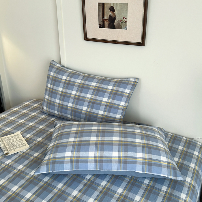 91家纺网 家纺一手货源 找家纺 吉象家纺 2025新款全棉色织水洗棉床单三件套 初春