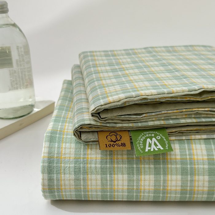 91家纺网 家纺一手货源 找家纺 吉象家纺 2025新款全棉色织水洗棉床单三件套 春风曲