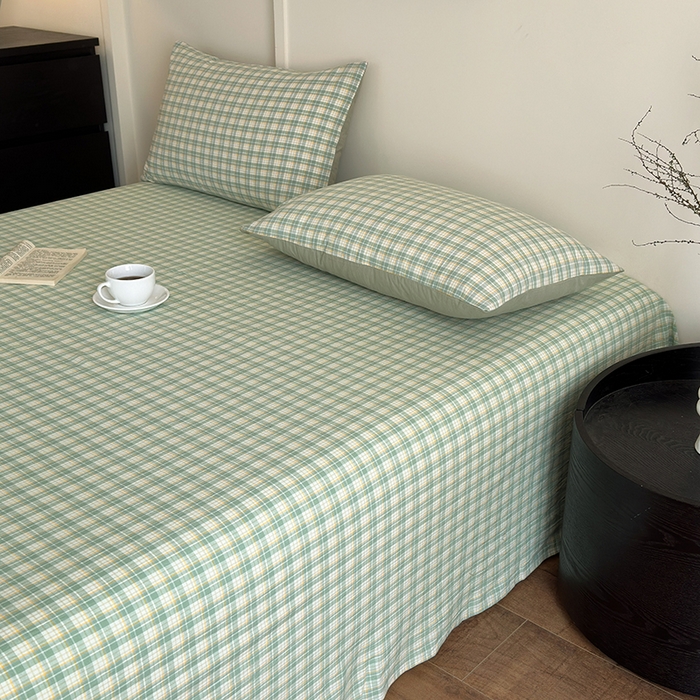 91家纺网 家纺一手货源 找家纺 吉象家纺 2025新款全棉色织水洗棉床单三件套 春风曲