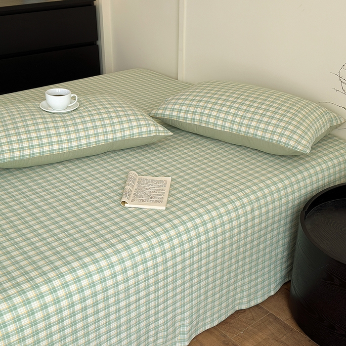 91家纺网 家纺一手货源 找家纺 吉象家纺 2025新款全棉色织水洗棉床单三件套 春风曲