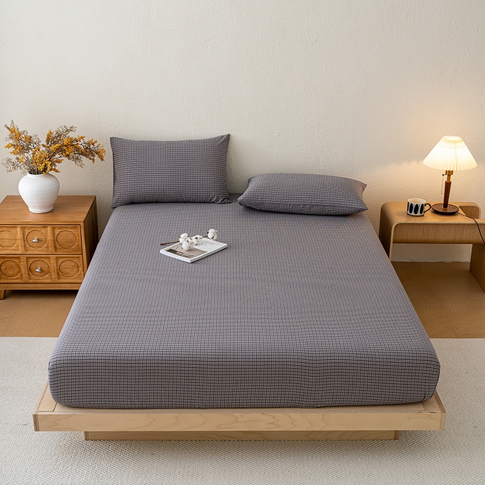 91家纺网 家纺一手货源 找家纺 吉象家纺 2025新款全棉色织水洗棉床笠三件套 极目