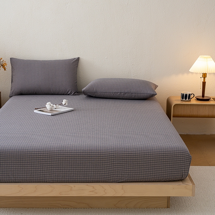 91家纺网 家纺一手货源 找家纺 吉象家纺 2025新款全棉色织水洗棉床笠三件套 极目