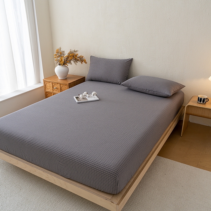 91家纺网 家纺一手货源 找家纺 吉象家纺 2025新款全棉色织水洗棉床笠三件套 极目