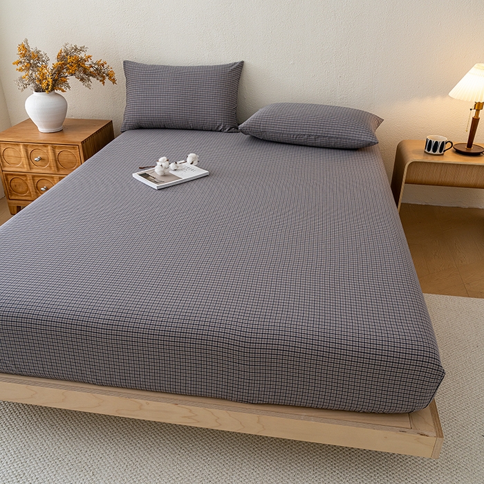 91家纺网 家纺一手货源 找家纺 吉象家纺 2025新款全棉色织水洗棉床笠三件套 极目