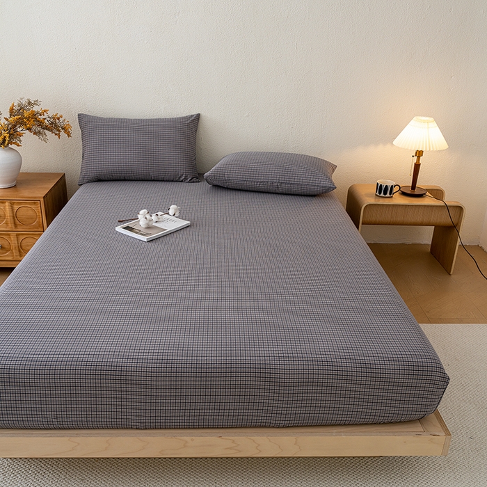 91家纺网 家纺一手货源 找家纺 吉象家纺 2025新款全棉色织水洗棉床笠三件套 极目