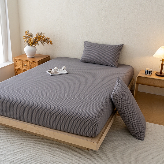 91家纺网 家纺一手货源 找家纺 吉象家纺 2025新款全棉色织水洗棉床笠三件套 极目