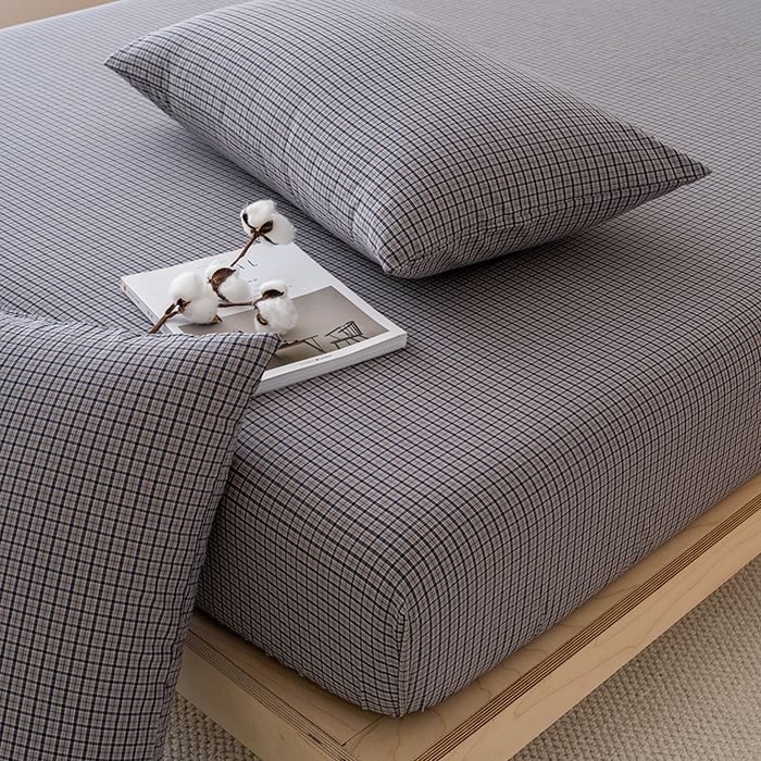 91家纺网 家纺一手货源 找家纺 吉象家纺 2025新款全棉色织水洗棉床笠三件套 极目