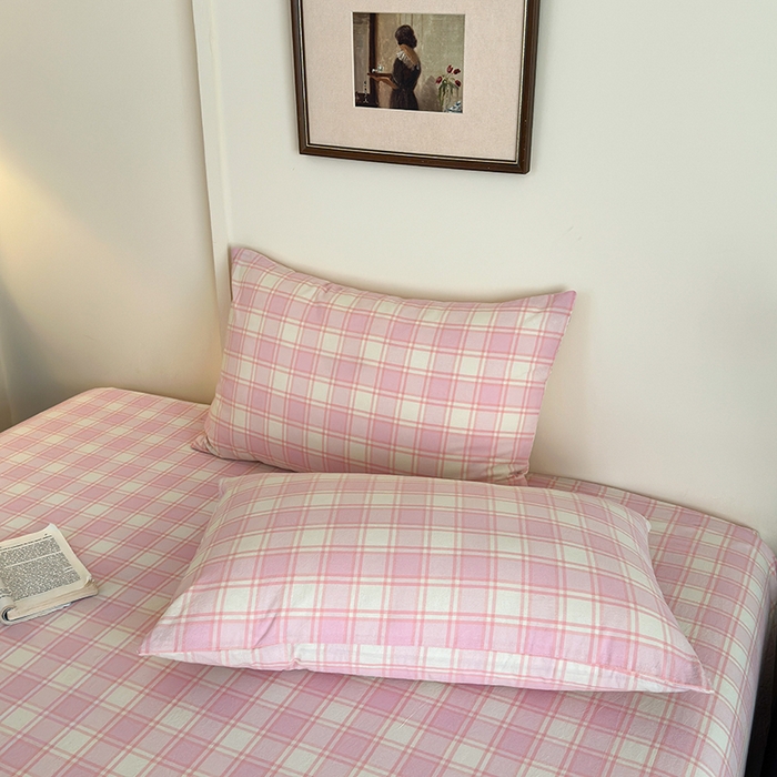 91家纺网 家纺一手货源 找家纺 吉象家纺 2025新款全棉色织水洗棉床单三件套 凡人歌粉