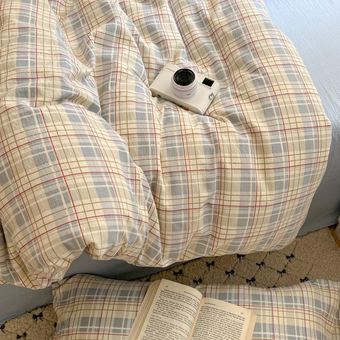 91家纺网 家纺一手货源 找家纺 海岛哥哥 2025新款高克重木棉提花双层纱四件套-风格二 简至