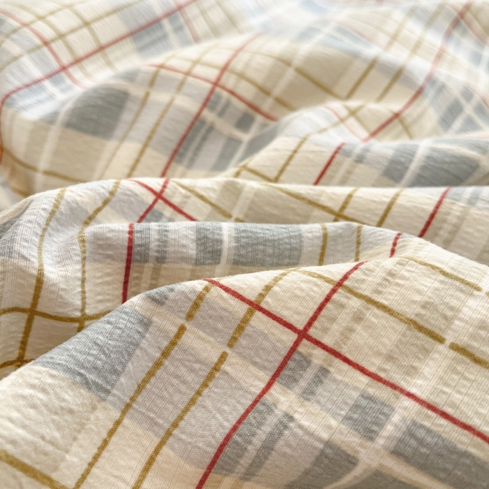 91家纺网 家纺一手货源 找家纺 海岛哥哥 2025新款高克重木棉提花双层纱四件套-风格二 简至