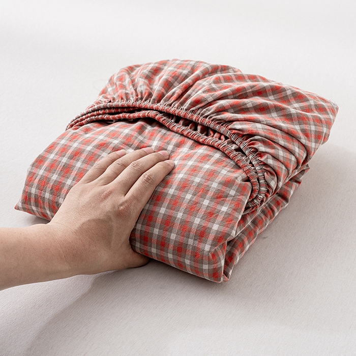 吉象家纺 2025新款全棉色织水洗棉床笠三件套 克洛伊红