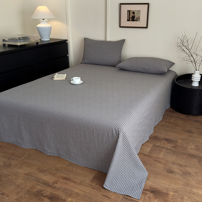 91家纺网 家纺一手货源 找家纺 吉象家纺 2025新款全棉色织水洗棉床单三件套 极目