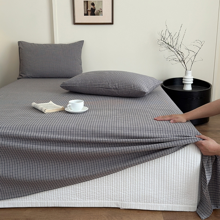 91家纺网 家纺一手货源 找家纺 吉象家纺 2025新款全棉色织水洗棉床单三件套 极目