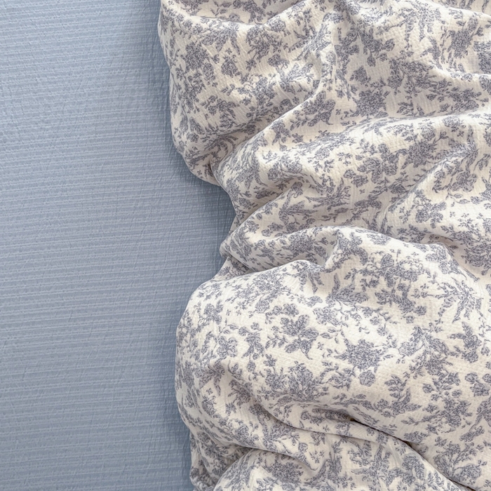 海岛哥哥 2025新款高克重木棉提花双层纱四件套-风格二 蓝枝语