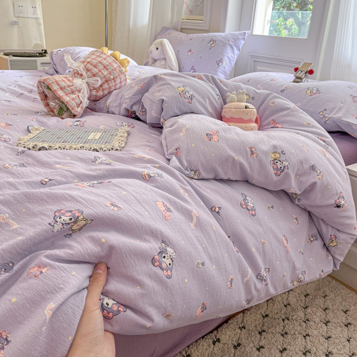 91家纺网 家纺一手货源 找家纺 海岛哥哥 2025新款高克重木棉提花双层纱四件套-风格二 洛米礼物盒