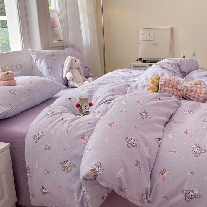 91家纺网 家纺一手货源 找家纺 海岛哥哥 2025新款高克重木棉提花双层纱四件套-风格二 洛米礼物盒