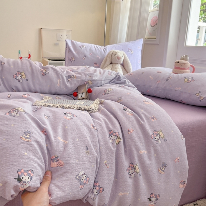 91家纺网 家纺一手货源 找家纺 海岛哥哥 2025新款高克重木棉提花双层纱四件套-风格二 洛米礼物盒