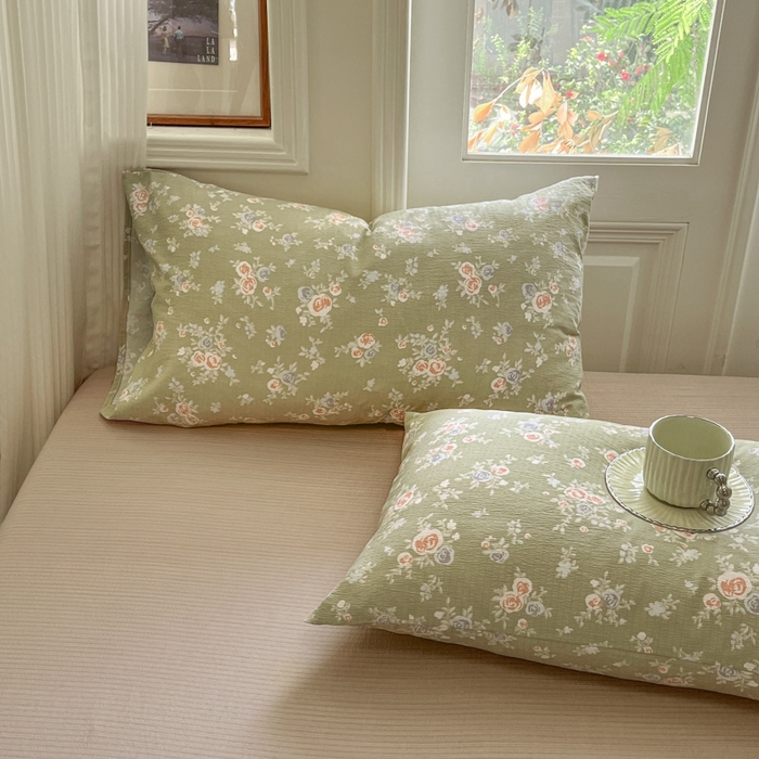 91家纺网 家纺一手货源 找家纺 海岛哥哥 2025新款高克重木棉提花双层纱四件套-风格二 漫漫春色