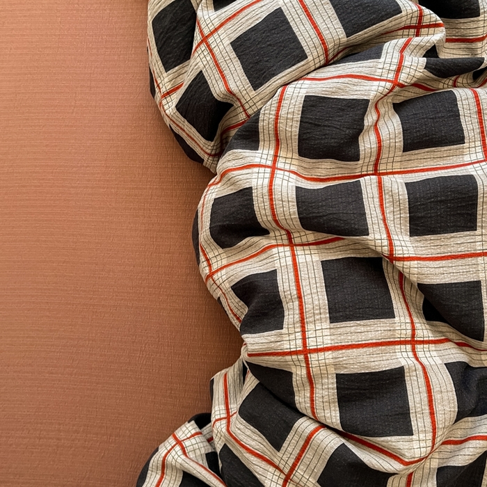 海岛哥哥 2025新款高克重木棉提花双层纱四件套-风格二 素简格