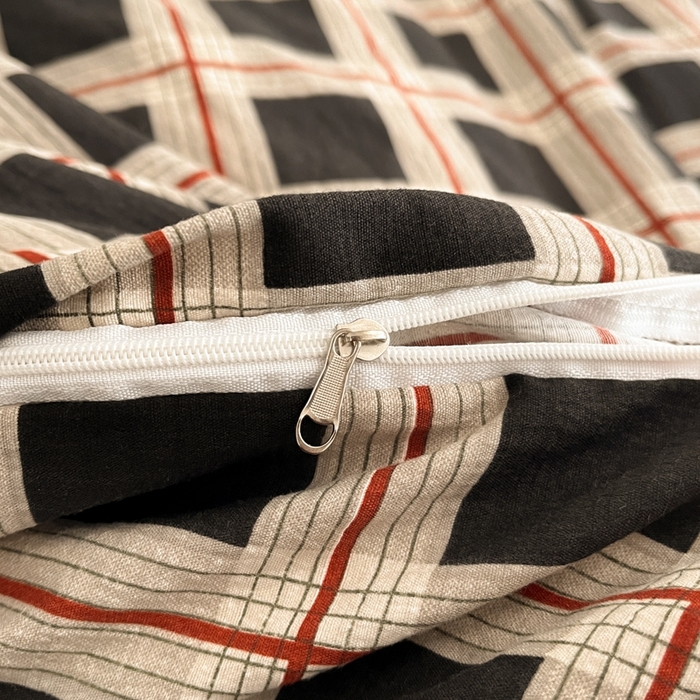 91家纺网 家纺一手货源 找家纺 海岛哥哥 2025新款高克重木棉提花双层纱四件套-风格二 素简格