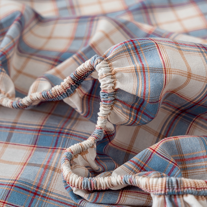 91家纺网 家纺一手货源 找家纺 吉象家纺 2025新款全棉色织水洗棉床笠三件套 诺兰