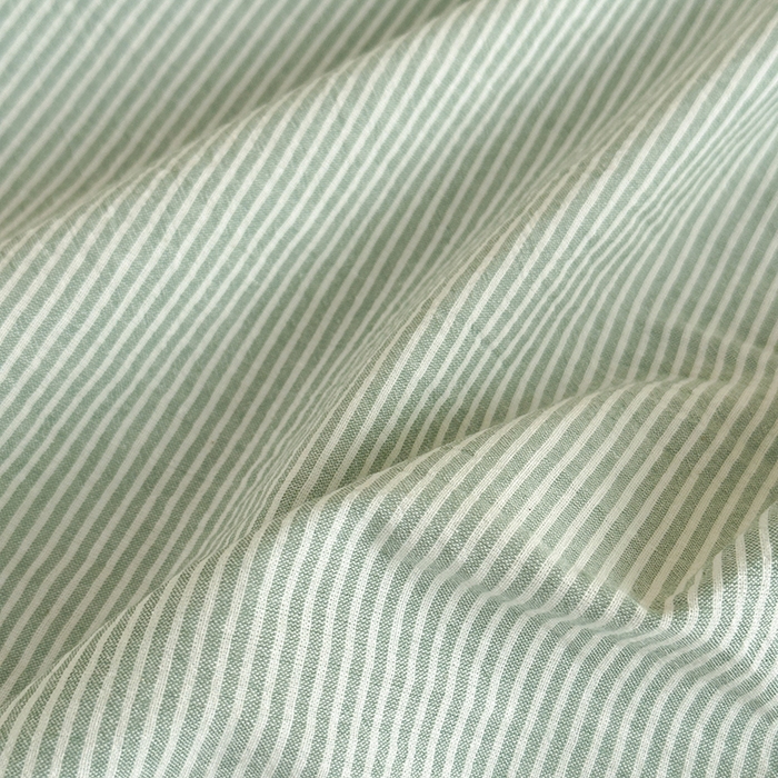 91家纺网 家纺一手货源 找家纺 吉象家纺 2025新款全棉色织水洗棉床单三件套 秘境绿条