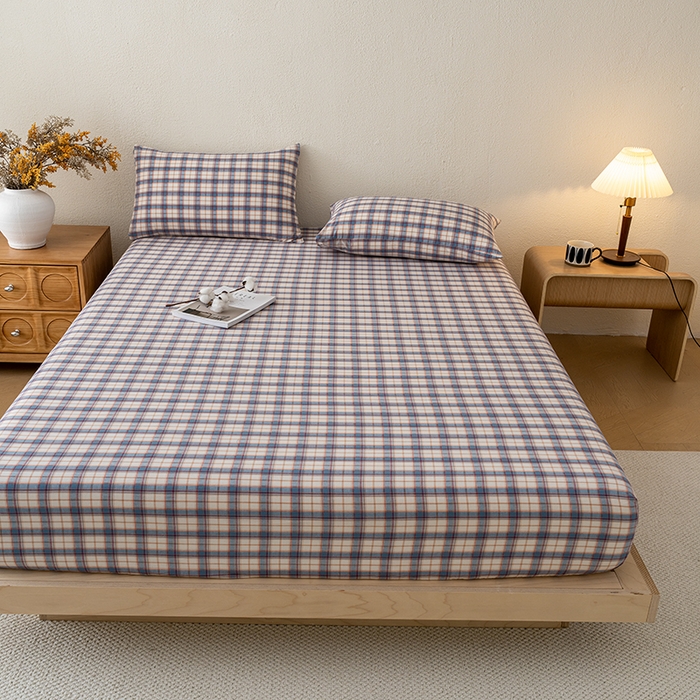 91家纺网 家纺一手货源 找家纺 吉象家纺 2025新款全棉色织水洗棉床笠三件套 诺兰