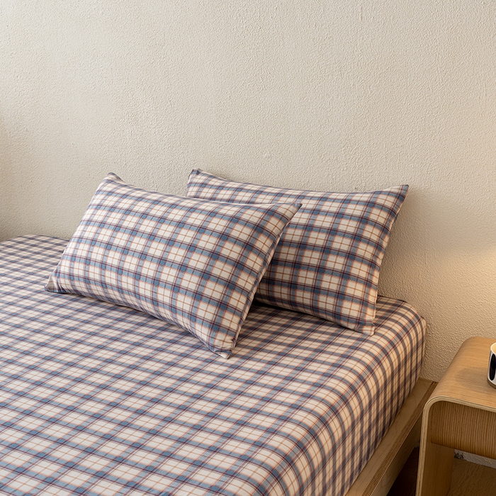 91家纺网 家纺一手货源 找家纺 吉象家纺 2025新款全棉色织水洗棉床笠三件套 诺兰