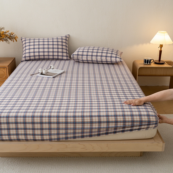 91家纺网 家纺一手货源 找家纺 吉象家纺 2025新款全棉色织水洗棉床笠三件套 诺兰