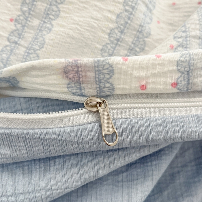 91家纺网 家纺一手货源 找家纺 海岛哥哥 2025新款高克重木棉提花双层纱四件套-风格二 糖果小咪