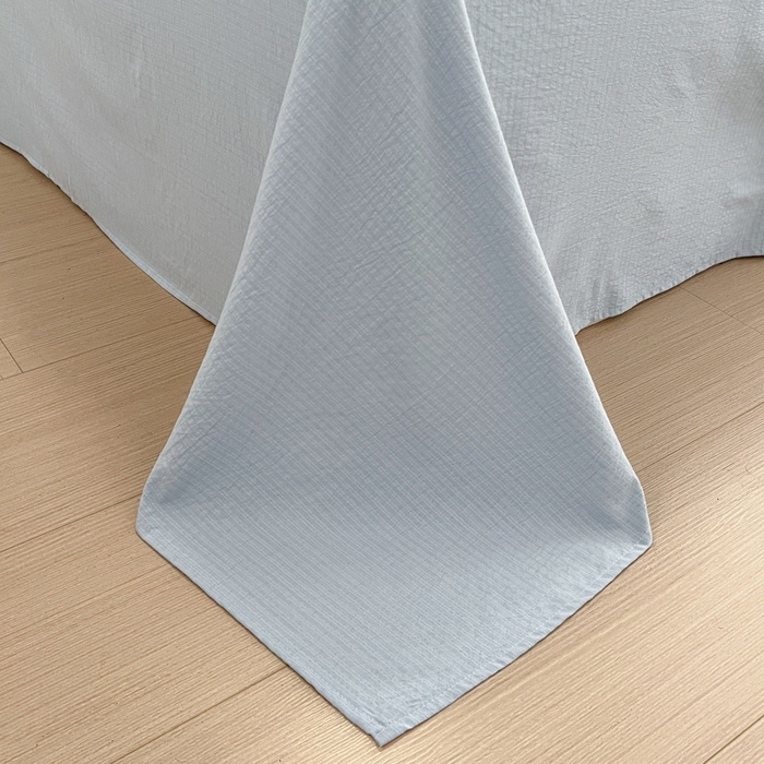 91家纺网 家纺一手货源 找家纺 海岛哥哥 2025新款高克重木棉提花双层纱四件套-风格二 恬趣-蓝