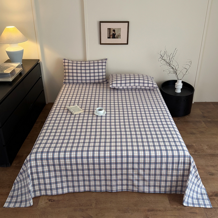 91家纺网 家纺一手货源 找家纺 吉象家纺 2025新款全棉色织水洗棉床单三件套 诺兰