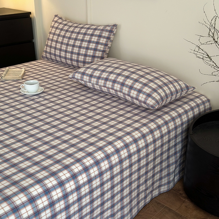 91家纺网 家纺一手货源 找家纺 吉象家纺 2025新款全棉色织水洗棉床单三件套 诺兰